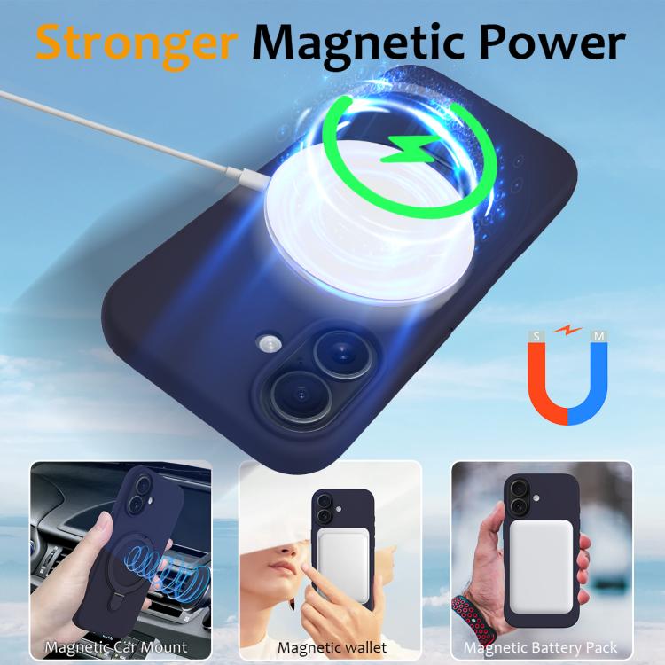 For iPhone 17 Liquid Silicone MagSafe Magnetic Phone Case with Ring Holder(Midnight Blue) - iPhone 17 Cases by buy2fix | Online Shopping UK | buy2fix