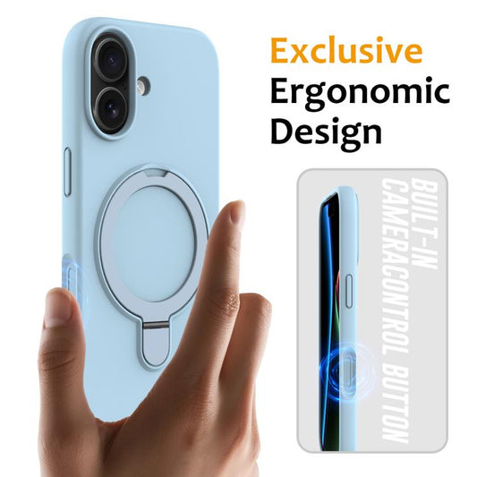 For iPhone 17 Liquid Silicone MagSafe Magnetic Phone Case with Ring Holder(Sky Blue) - iPhone 17 Cases by buy2fix | Online Shopping UK | buy2fix
