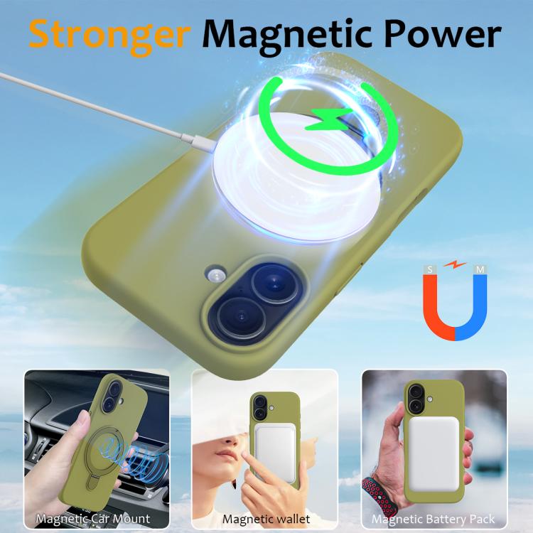 For iPhone 17 Liquid Silicone MagSafe Magnetic Phone Case with Ring Holder(Willow Green) - iPhone 17 Cases by buy2fix | Online Shopping UK | buy2fix