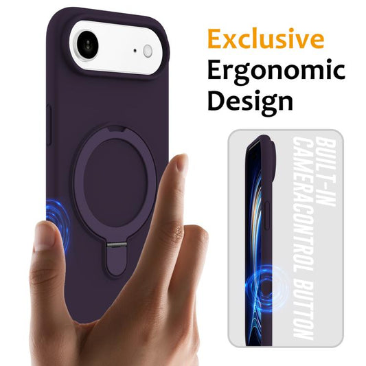 For iPhone Air Liquid Silicone MagSafe Magnetic Phone Case with Ring Holder(Purple) - iPhone Air Cases by buy2fix | Online Shopping UK | buy2fix