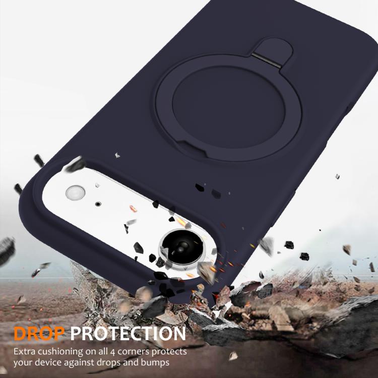 For iPhone Air Liquid Silicone MagSafe Magnetic Phone Case with Ring Holder(Midnight Blue) - iPhone Air Cases by buy2fix | Online Shopping UK | buy2fix