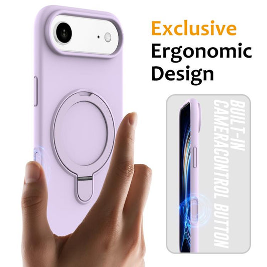 For iPhone Air Liquid Silicone MagSafe Magnetic Phone Case with Ring Holder(Lilac Purple) - iPhone Air Cases by buy2fix | Online Shopping UK | buy2fix