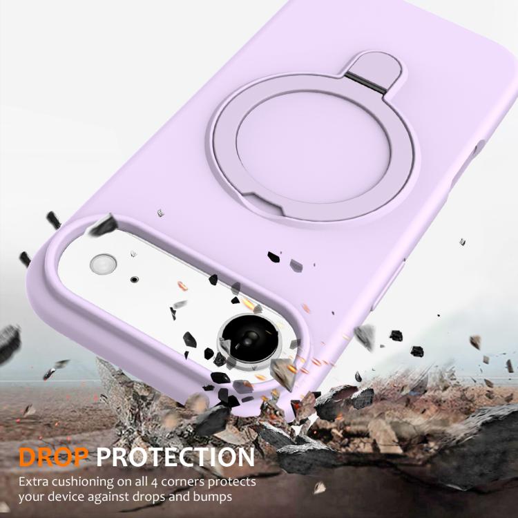 For iPhone Air Liquid Silicone MagSafe Magnetic Phone Case with Ring Holder(Lilac Purple) - iPhone Air Cases by buy2fix | Online Shopping UK | buy2fix