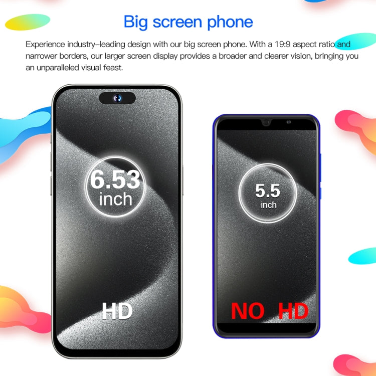 i15ProMax / U18, 3GB+32GB, 6.53 inch Face Identification Android 8.1 MTK6737 Quad Core, Network: 4G, OTG, Dual SIM(Blue) - by buy2fix | Online Shopping UK | buy2fix