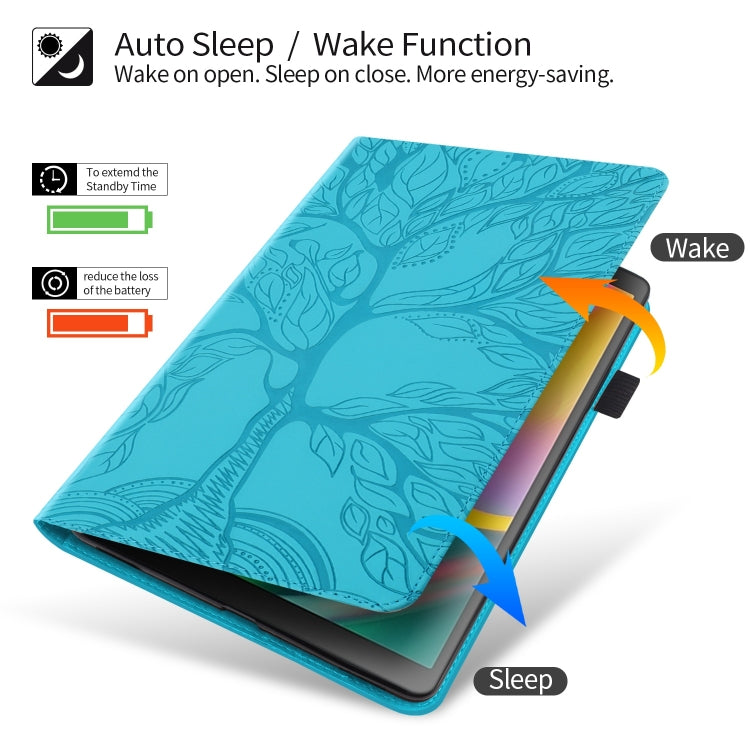 For iPad Pro 12.9 2022 / 2021 / 2020 Life Tree Series Horizontal Flip Leather Tablet Case(Lake Blue) - iPad Pro 12.9 (2022/2021) Cases by buy2fix | Online Shopping UK | buy2fix