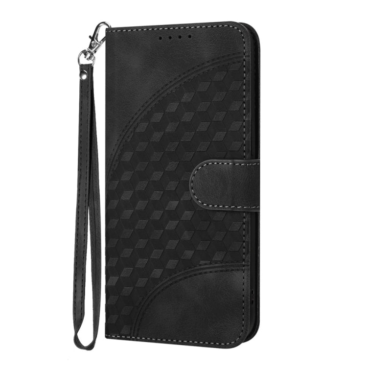 For iPhone 16 Plus YX0060 Elephant Head Embossed Phone Leather Case with Lanyard(Black) - iPhone 16 Plus Cases by buy2fix | Online Shopping UK | buy2fix