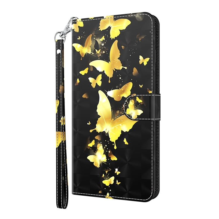 For Xiaomi Redmi Note 13 4G 3D Painting Pattern Flip Leather Phone Case(Gold Butterfly) - Xiaomi Cases by buy2fix | Online Shopping UK | buy2fix