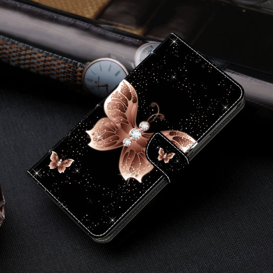 For Samsung Galaxy A25 5G Crystal 3D Shockproof Protective Leather Phone Case(Pink Diamond Butterfly) by buy2fix