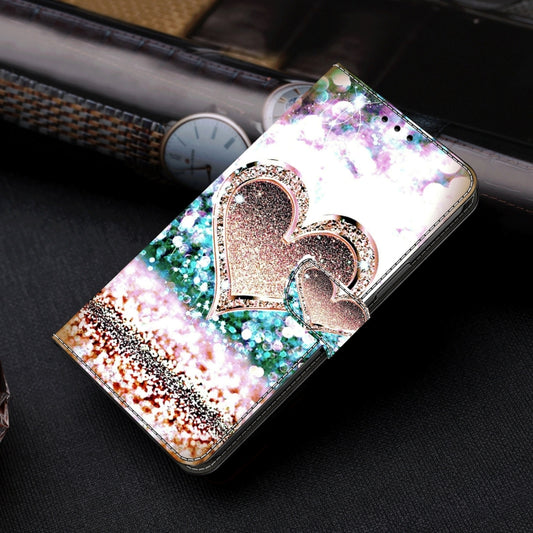For Samsung Galaxy A55 5G Crystal 3D Shockproof Protective Leather Phone Case(Pink Diamond Heart) by buy2fix