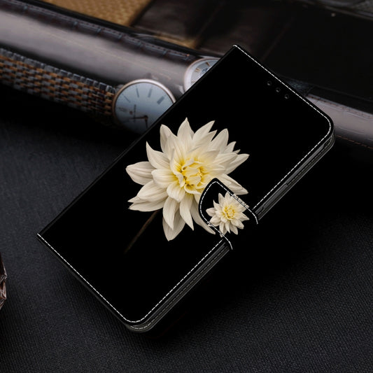 For Samsung Galaxy A55 5G Crystal 3D Shockproof Protective Leather Phone Case(White Flower) by buy2fix
