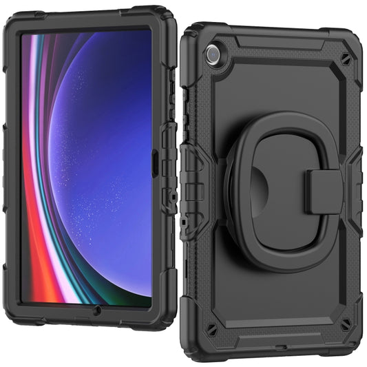 For Samsung Galaxy Tab A9+ Handle Silicone Hydric PC Tablet Case with Shoulder Strap(Black) - Galaxy Tab A9+ by buy2fix | Online Shopping UK | buy2fix