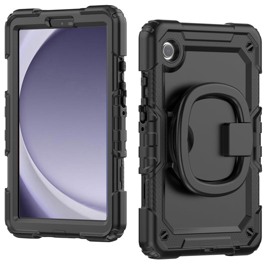 For Samsung Galaxy Tab A9 Handle Silicone Hydric PC Tablet Case with Shoulder Strap(Black) - Galaxy Tab A9 by buy2fix | Online Shopping UK | buy2fix