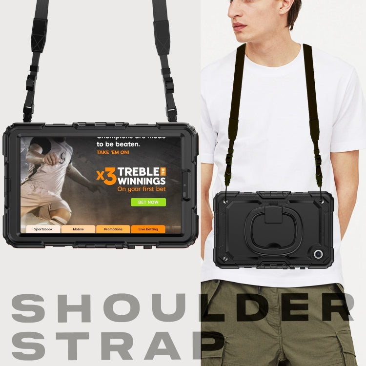 For Samsung Galaxy Tab A9 Handle Silicone Hydric PC Tablet Case with Shoulder Strap(Black) - Galaxy Tab A9 by buy2fix | Online Shopping UK | buy2fix