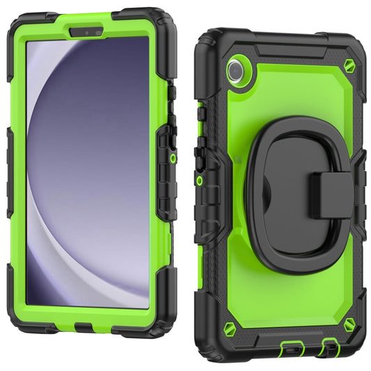 For Samsung Galaxy Tab A9 Handle Silicone Hydric PC Tablet Case with Shoulder Strap(Yellow Green) - Galaxy Tab A9 by buy2fix | Online Shopping UK | buy2fix