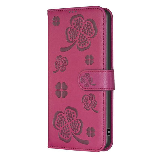 For iPhone Air Four-leaf Embossed Leather Phone Case(Rose Red) - iPhone Air Cases by buy2fix | Online Shopping UK | buy2fix