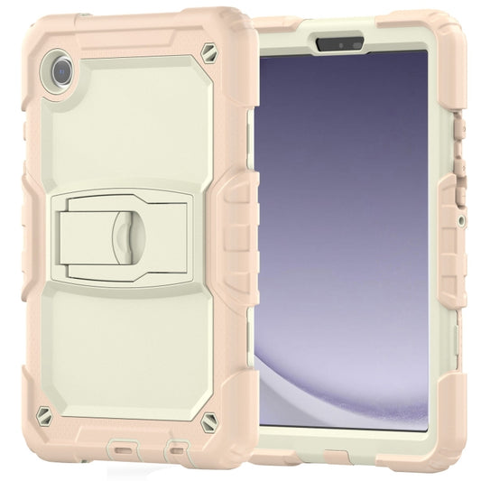 For Samsung Galaxy Tab A9+ Silicone Hydric PC Tablet Case with Shoulder Strap & Holder(Rose Gold) - Galaxy Tab A9+ by buy2fix | Online Shopping UK | buy2fix