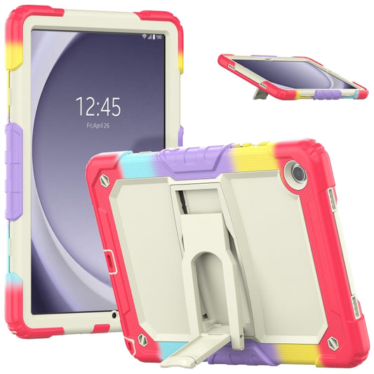 For Samsung Galaxy Tab A9+ Silicone Hydric PC Tablet Case with Shoulder Strap & Holder(Colorful Red) - Galaxy Tab A9+ by buy2fix | Online Shopping UK | buy2fix