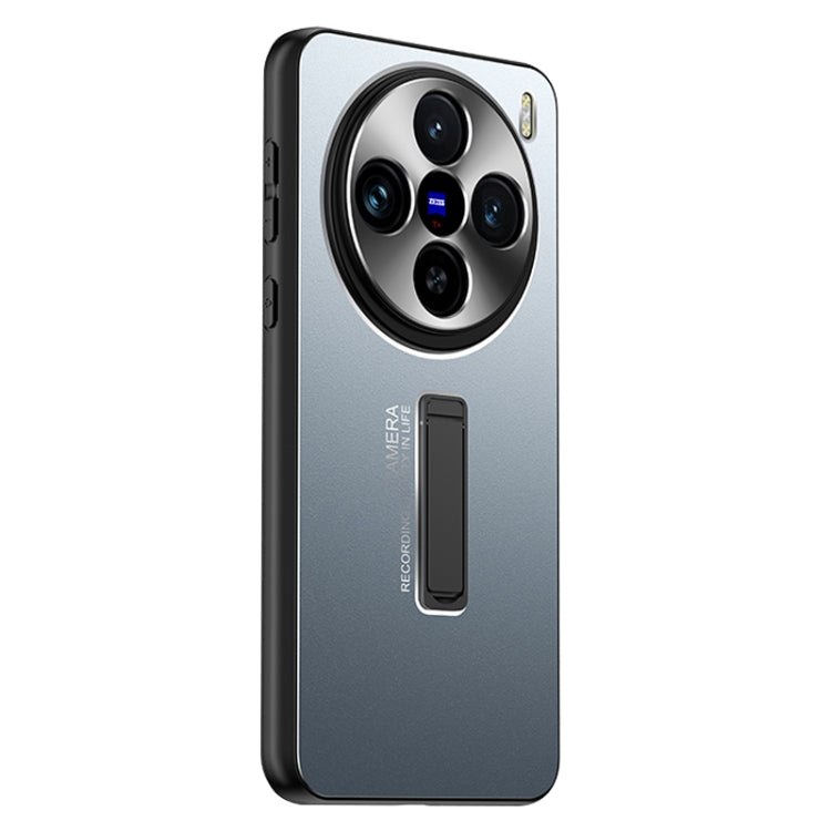 For vivo X100 Frosted Metal Hybrid TPU Holder Phone Case(Blue) - vivo Cases by imak | Online Shopping UK | buy2fix