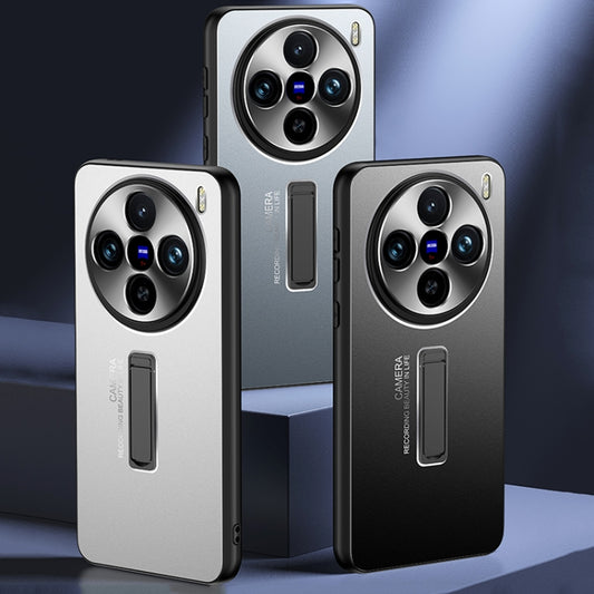 For vivo X100 Pro Frosted Metal Hybrid TPU Holder Phone Case(Blue) by imak