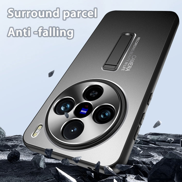 For vivo X100 Frosted Metal Hybrid TPU Holder Phone Case(Blue) - vivo Cases by imak | Online Shopping UK | buy2fix