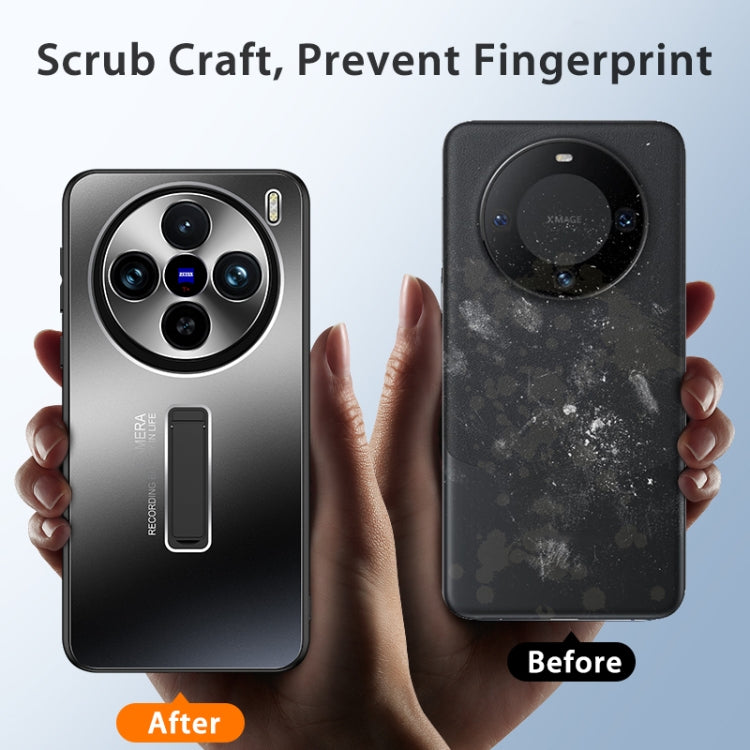 For vivo X100 Pro Frosted Metal Hybrid TPU Holder Phone Case(Silver) by imak