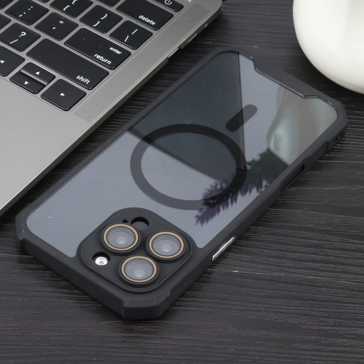 For iPhone 16 Pro Colorful Two-Color Lens Film MagSafe Magnetic Horn Acrylic+TPU Case(Black) by buy2fix