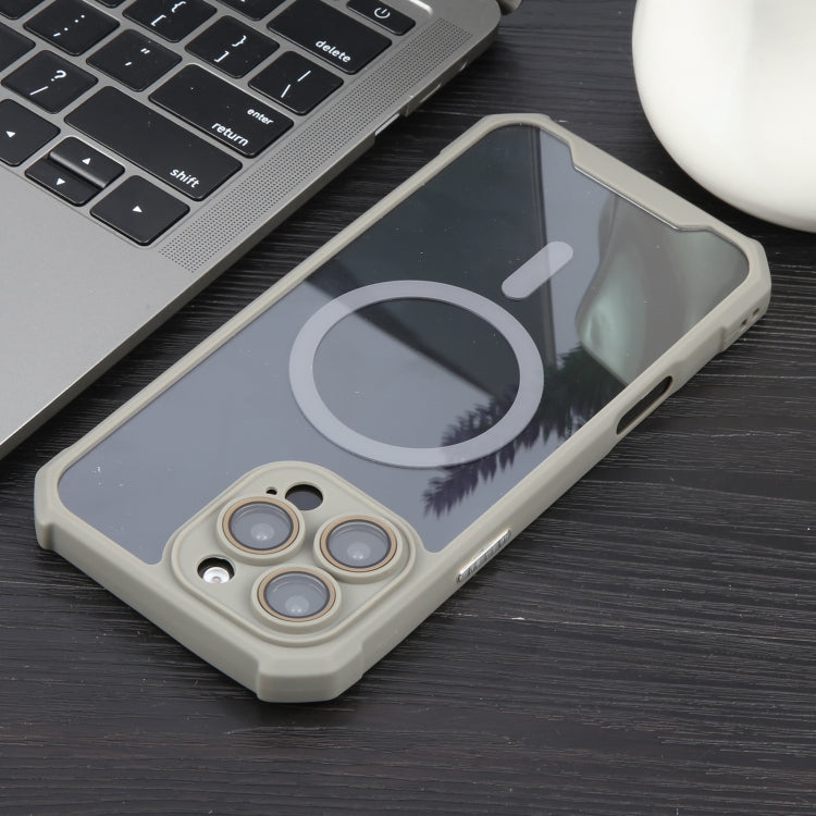For iPhone 16 Pro Colorful Two-Color Lens Film MagSafe Magnetic Horn Acrylic+TPU Case(Grey) by buy2fix