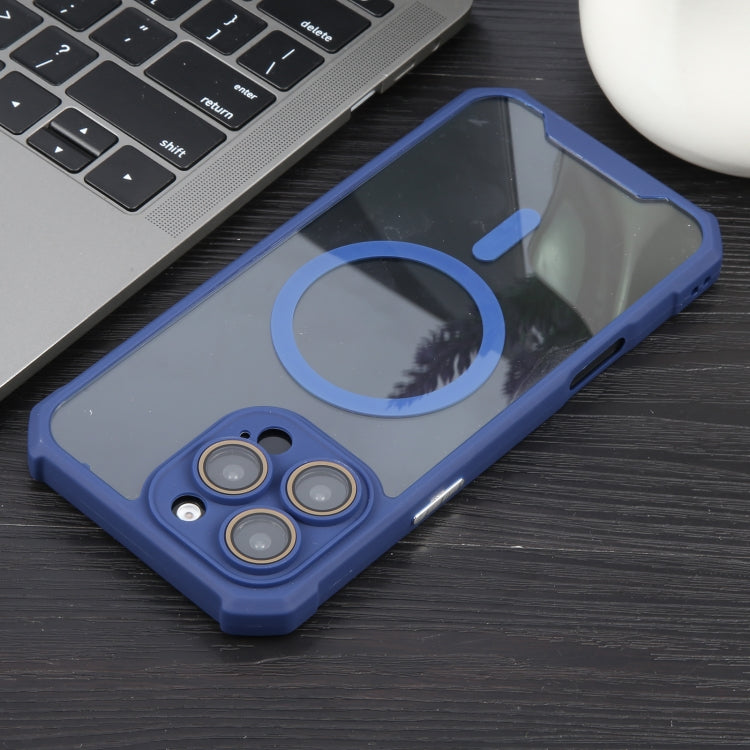 For iPhone 16 Pro Colorful Two-Color Lens Film MagSafe Magnetic Horn Acrylic+TPU Case(Blue) by buy2fix