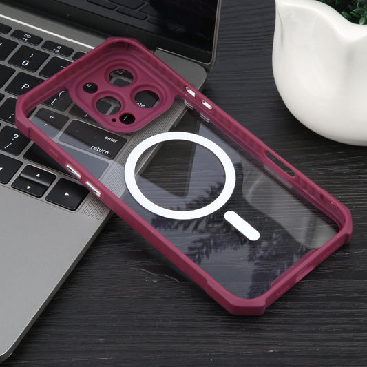 For iPhone 16 Pro Colorful Two-Color Lens Film MagSafe Magnetic Horn Acrylic+TPU Case(Red) by buy2fix
