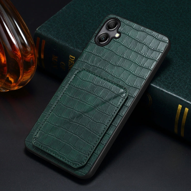 For Samsung Galaxy A53 5G Denior Imitation Crocodile Leather Back Phone Case with Holder(Green) by Denior