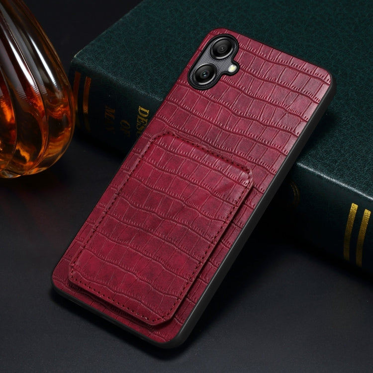 For Samsung Galaxy A53 5G Denior Imitation Crocodile Leather Back Phone Case with Holder(Rose Red) by Denior