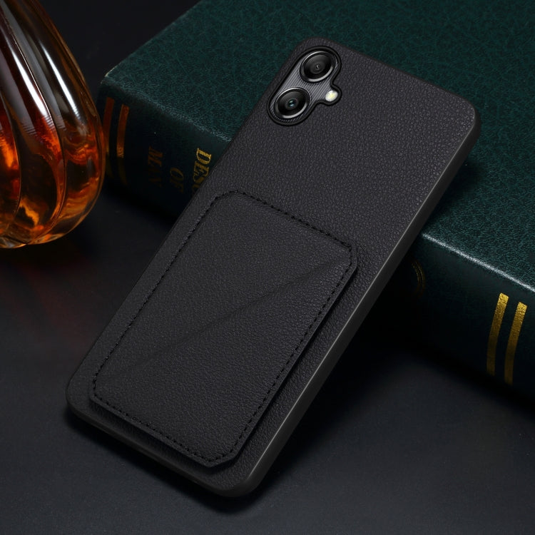 For Samsung Galaxy A23 5G / 4G Denior Imitation Calf Leather Back Phone Case with Holder(Black) by Denior