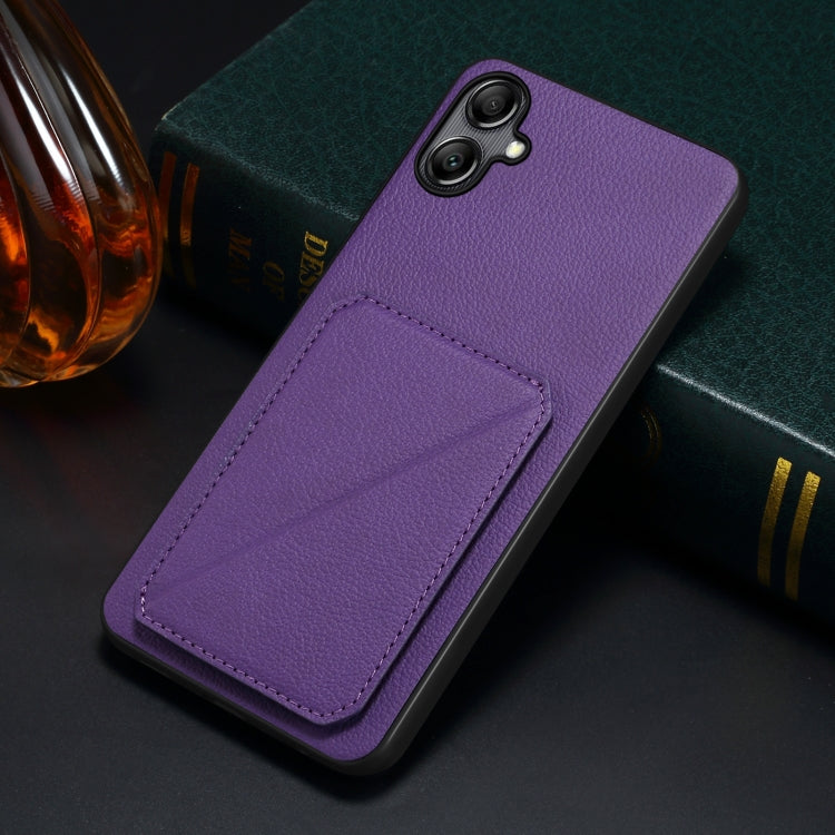 For Samsung Galaxy A53 5G Denior Imitation Calf Leather Back Phone Case with Holder(Purple) by Denior