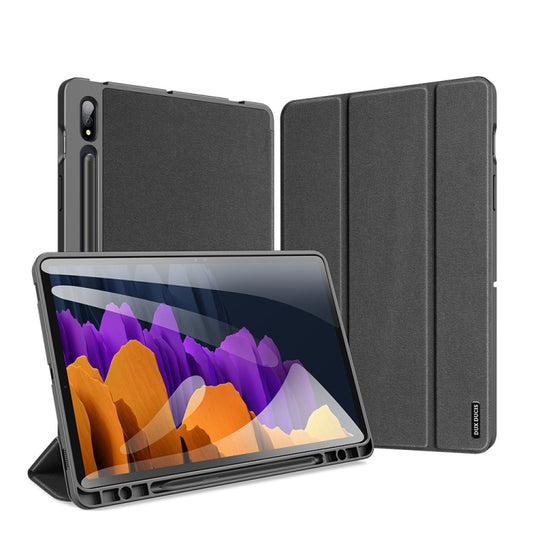 For Samsung Galaxy Tab S7+ 12.4 inch DUX DUCIS Domo Series Horizontal Flip Magnetic PU Leather Case with Three-folding Holder & Sleep / Wake-up Function & Pen Slot(Black) by DUX DUCIS