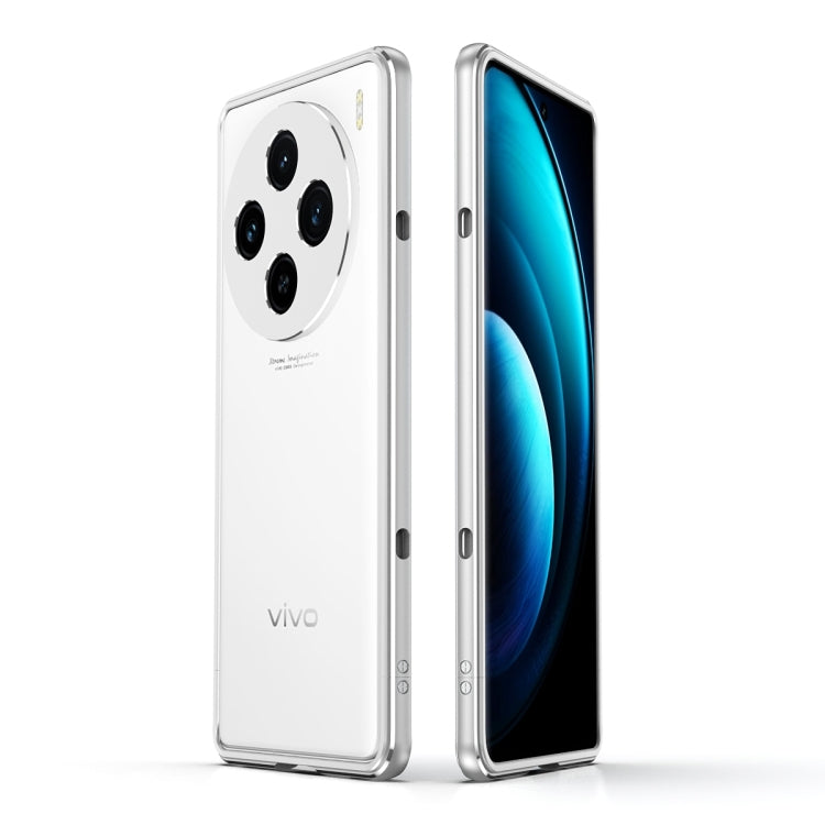 For vivo X100 Aurora Series Metal Frame Phone Case(Silver) - vivo Cases by imak | Online Shopping UK | buy2fix