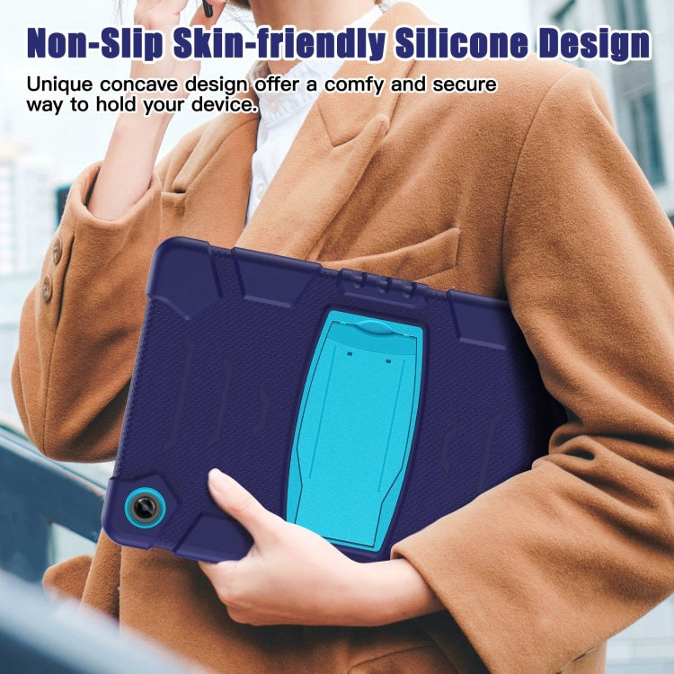 For Samsung Galaxy Tab A9+ / X210 PC Hybrid Silicone Tablet Case with Holder(Navy Blue Blue) - Galaxy Tab A9+ by buy2fix | Online Shopping UK | buy2fix