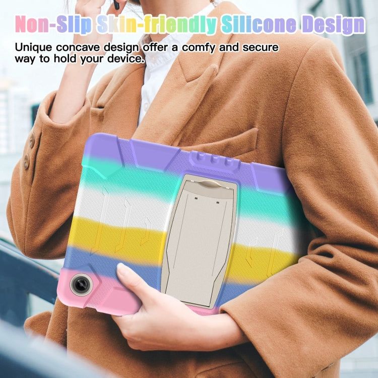 For Samsung Galaxy Tab A9+ / X210 PC Hybrid Silicone Tablet Case with Holder(Colorful Pink) - Galaxy Tab A9+ by buy2fix | Online Shopping UK | buy2fix