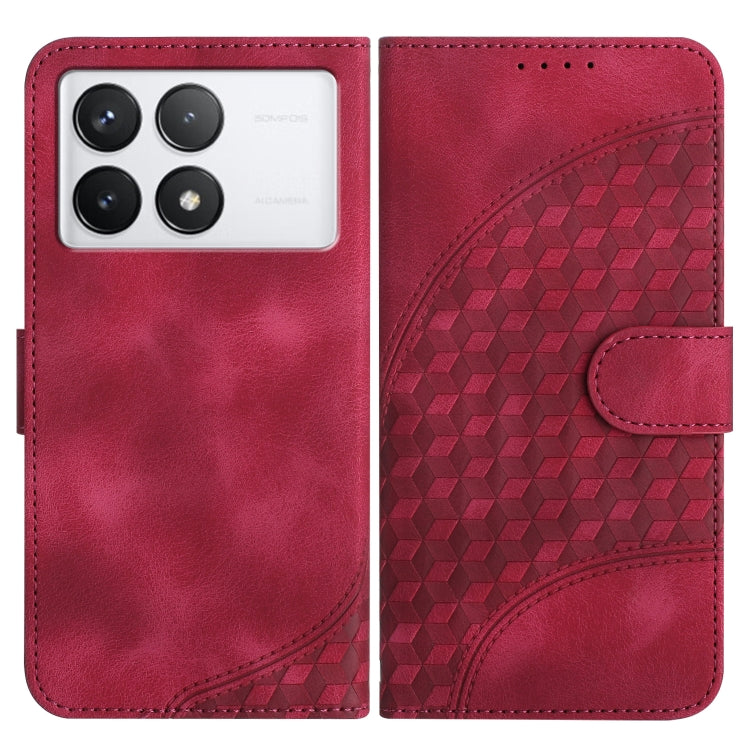 For Xiaomi Redmi K70 YX0060 Elephant Head Embossed Phone Leather Case with Lanyard(Rose Red) - Xiaomi Cases by buy2fix | Online Shopping UK | buy2fix