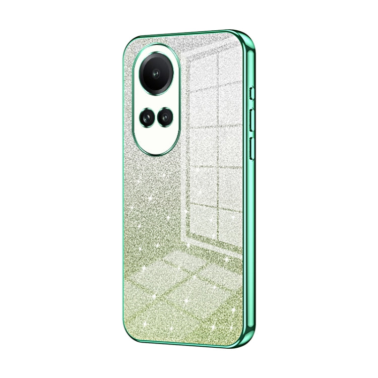 For OPPO Reno10 / Reno10 Pro 5G Global Gradient Glitter Powder Electroplated Phone Case(Green) - OPPO Cases by buy2fix | Online Shopping UK | buy2fix