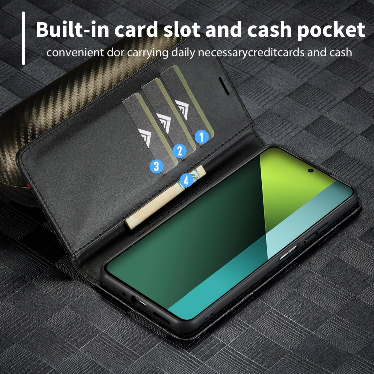 For Xiaomi Redmi Note 13 4G LC.IMEEKE Carbon Fiber Texture Flip Leather Phone Case(Horizontal Black) by LC.IMEEKE