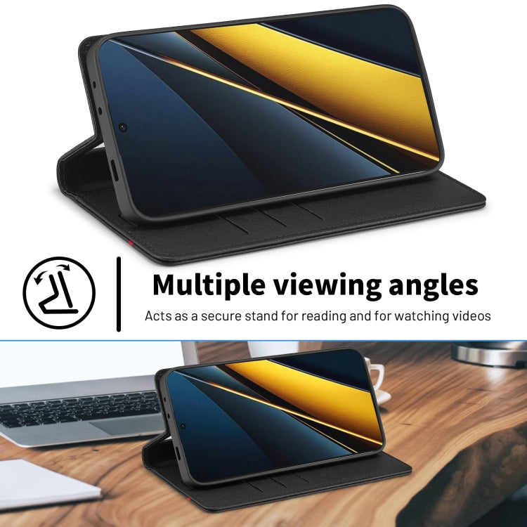 For Xiaomi Poco X6 Pro 5G LC.IMEEKE Carbon Fiber Texture Flip Leather Phone Case(Vertical Black) by LC.IMEEKE