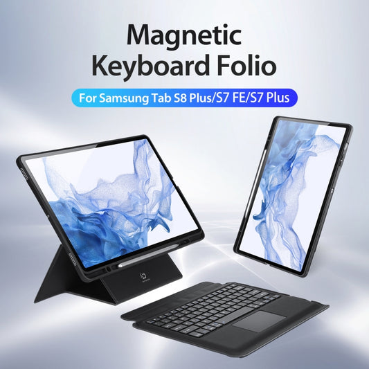 For Samsung Galaxy Tab S8+ / S7+ / S7 FE DUX DUCIS DK Floating Magnetic Keyboard Leather Tablet Case(Black) - For Samsung by DUX DUCIS | Online Shopping UK | buy2fix