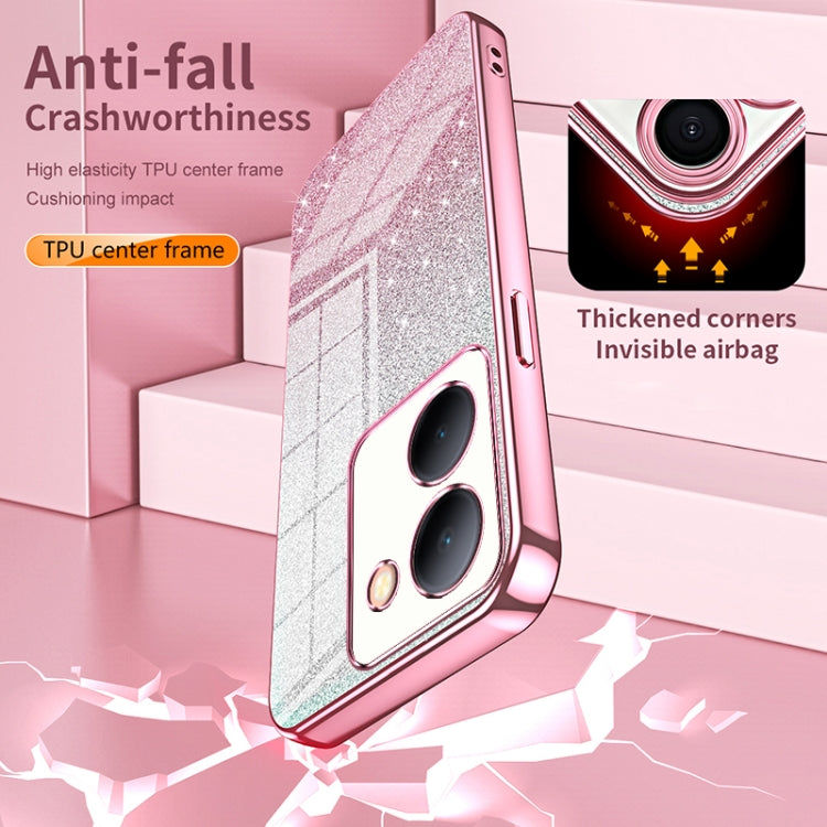 For vivo X100 Pro Gradient Glitter Powder Electroplated Phone Case(Pink) by imak