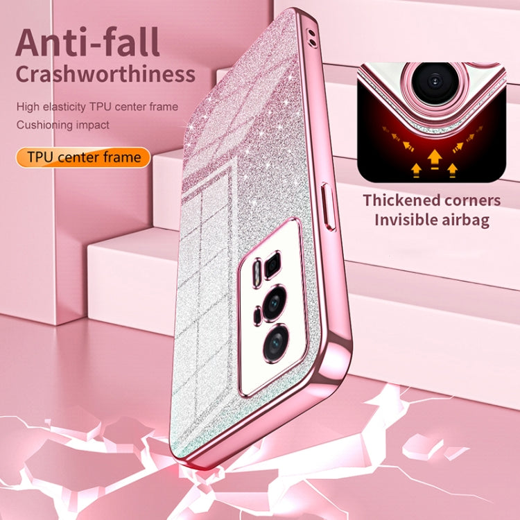 For Xiaomi Mi 10 Lite 5G Gradient Glitter Powder Electroplated Phone Case(Gold) by buy2fix