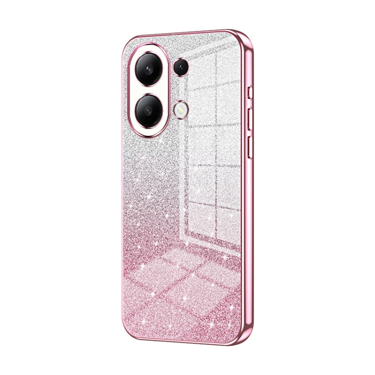 For Xiaomi Redmi Note 13 4G Gradient Glitter Powder Electroplated Phone Case(Pink) - Xiaomi Cases by buy2fix | Online Shopping UK | buy2fix