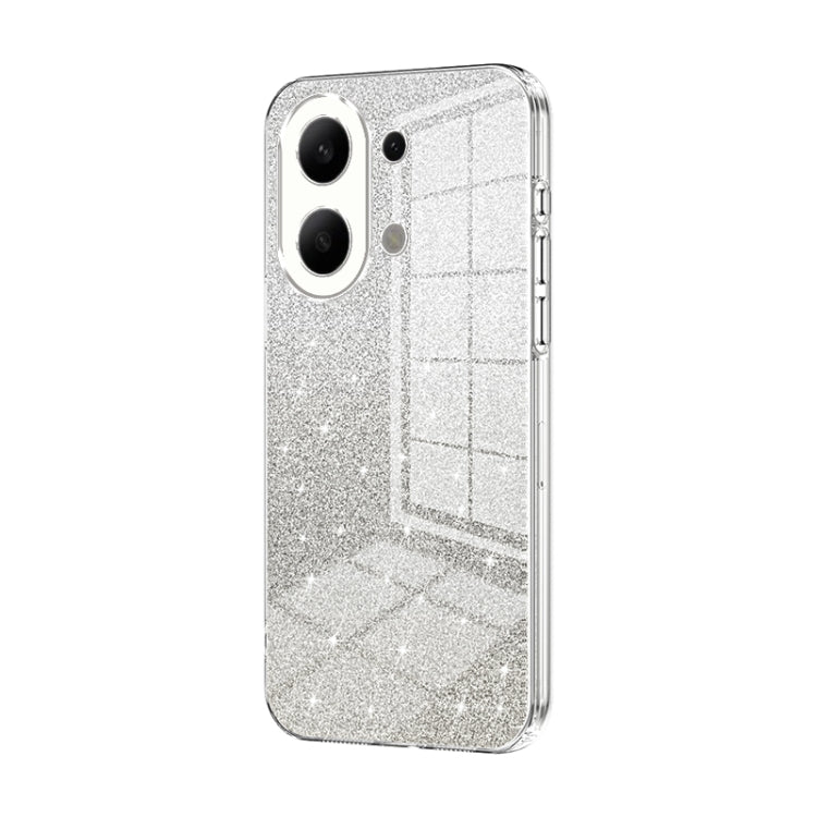 For Xiaomi Redmi Note 13 4G Gradient Glitter Powder Electroplated Phone Case(Transparent) - Xiaomi Cases by buy2fix | Online Shopping UK | buy2fix