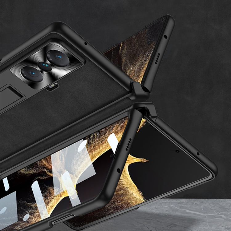 For Honor Magic VS GKK Integrated Frosted Fold Hinge Leather Phone Case with Holder(Black) - Honor Cases by GKK | Online Shopping UK | buy2fix