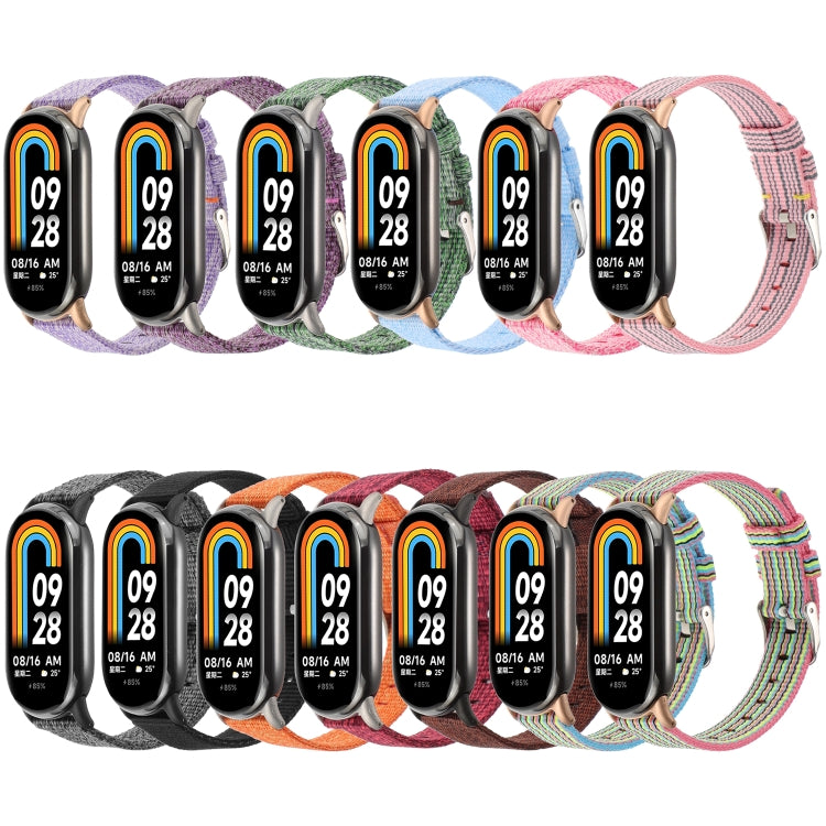 For Xiaomi Mi Band 8 Nylon Canvas Watch Band(Lavender Purple) by buy2fix