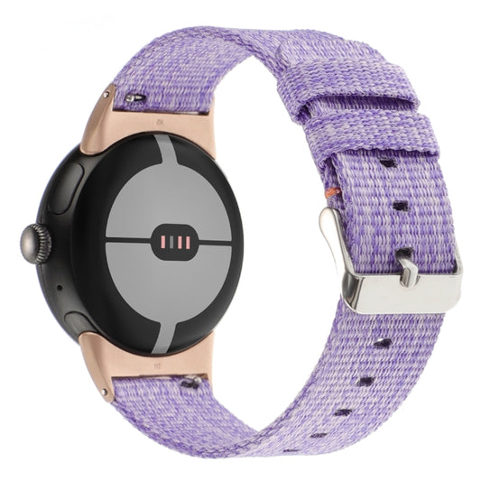 For Google Pixel Watch 2 / Pixel Watch Nylon Canvas Watch Band(Lavender Purple) by buy2fix