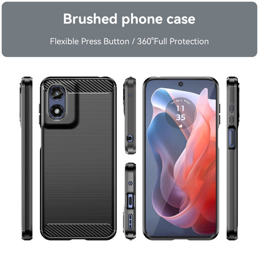 For Motorola Moto G Play 2024 Carbon Fiber Brushed Texture TPU Phone Case(Black) by buy2fix